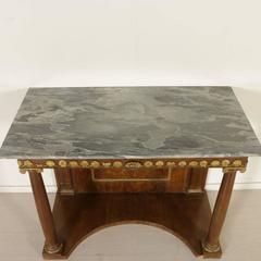 Empire Mahogany Console Marble-Top, Italy, Early 19th Century
