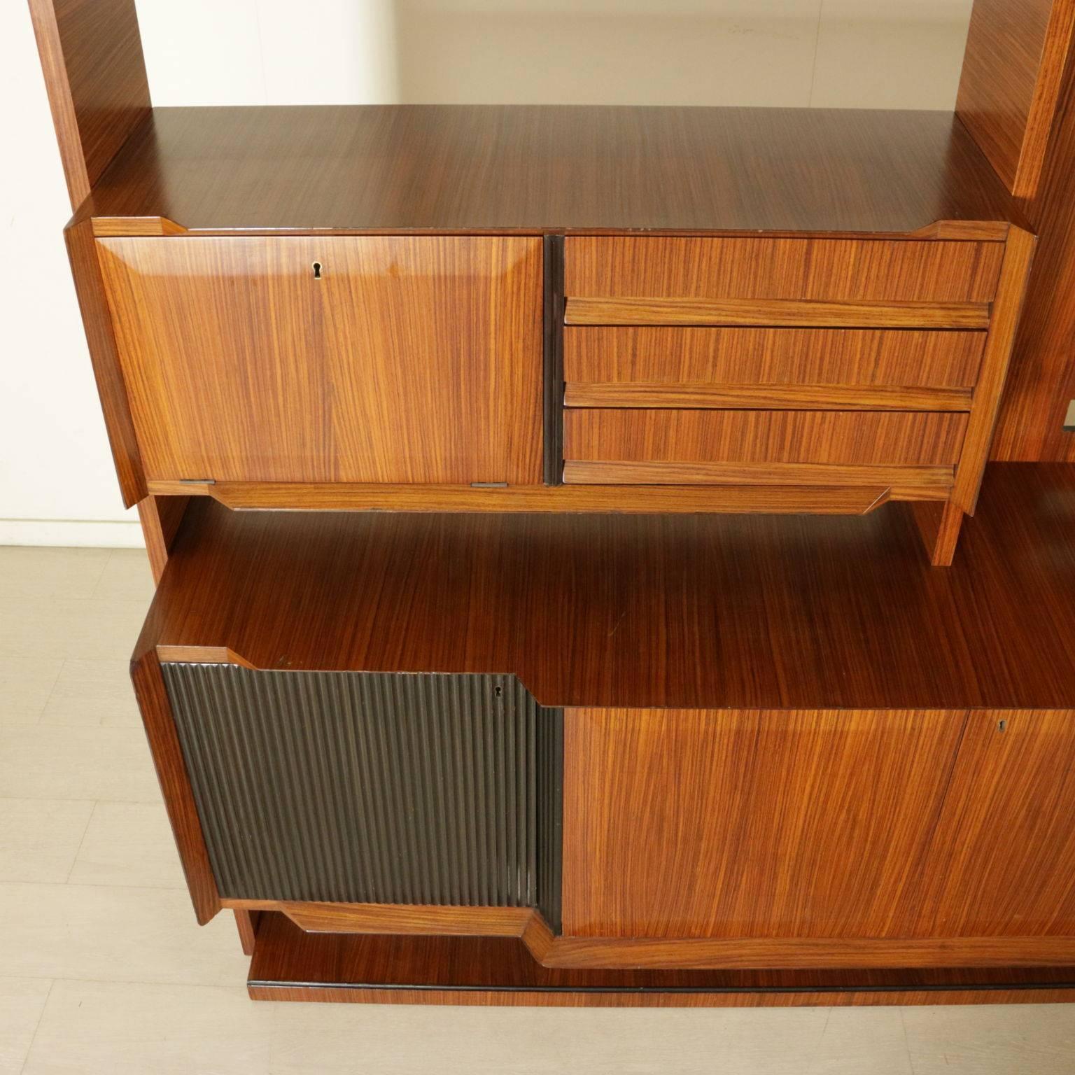 Living Room Cabinet Rosewood Veneer Ebony Stained Panels Vitnage, Italy, 1960s 1