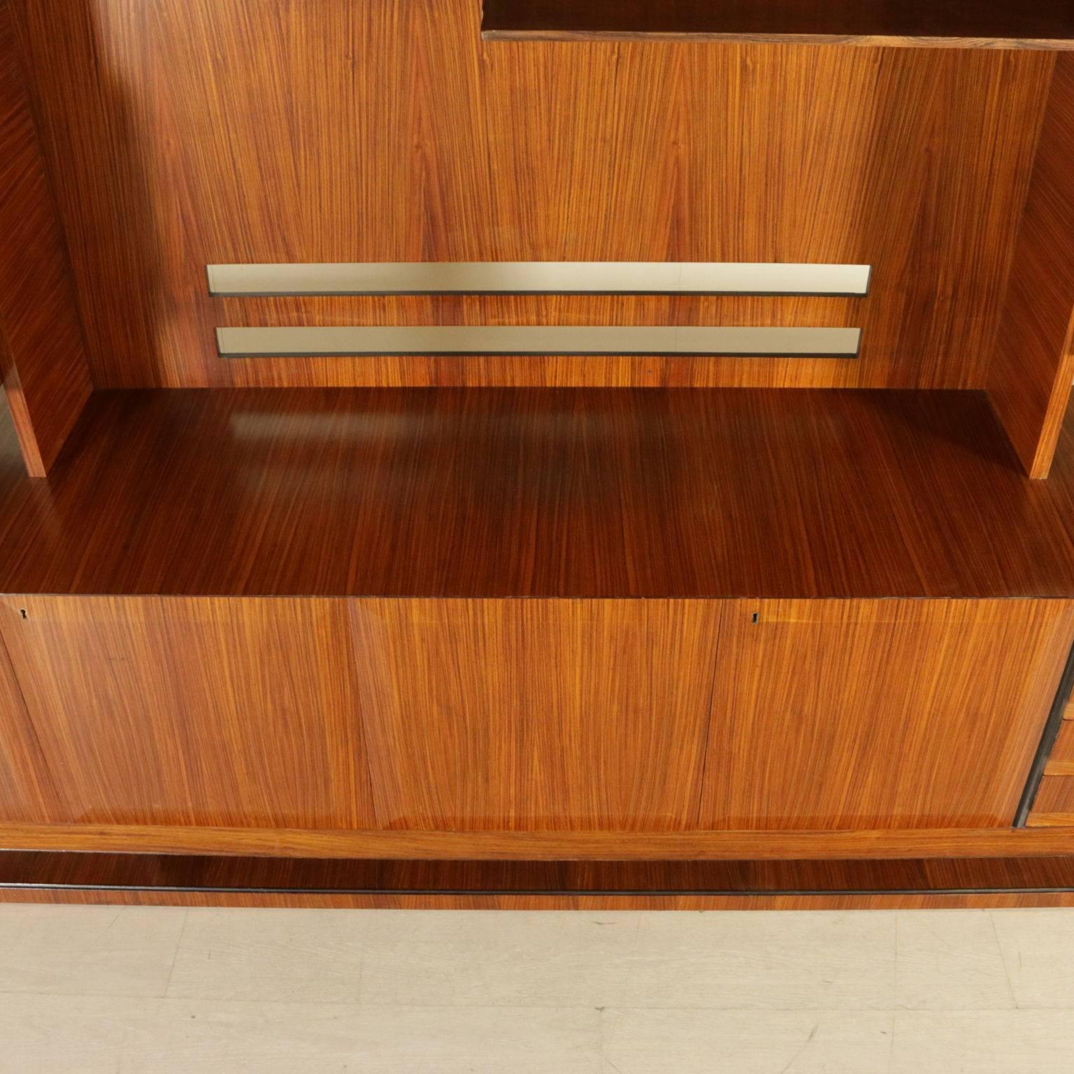 Living Room Cabinet Rosewood Veneer Ebony Stained Panels Vitnage, Italy, 1960s 2