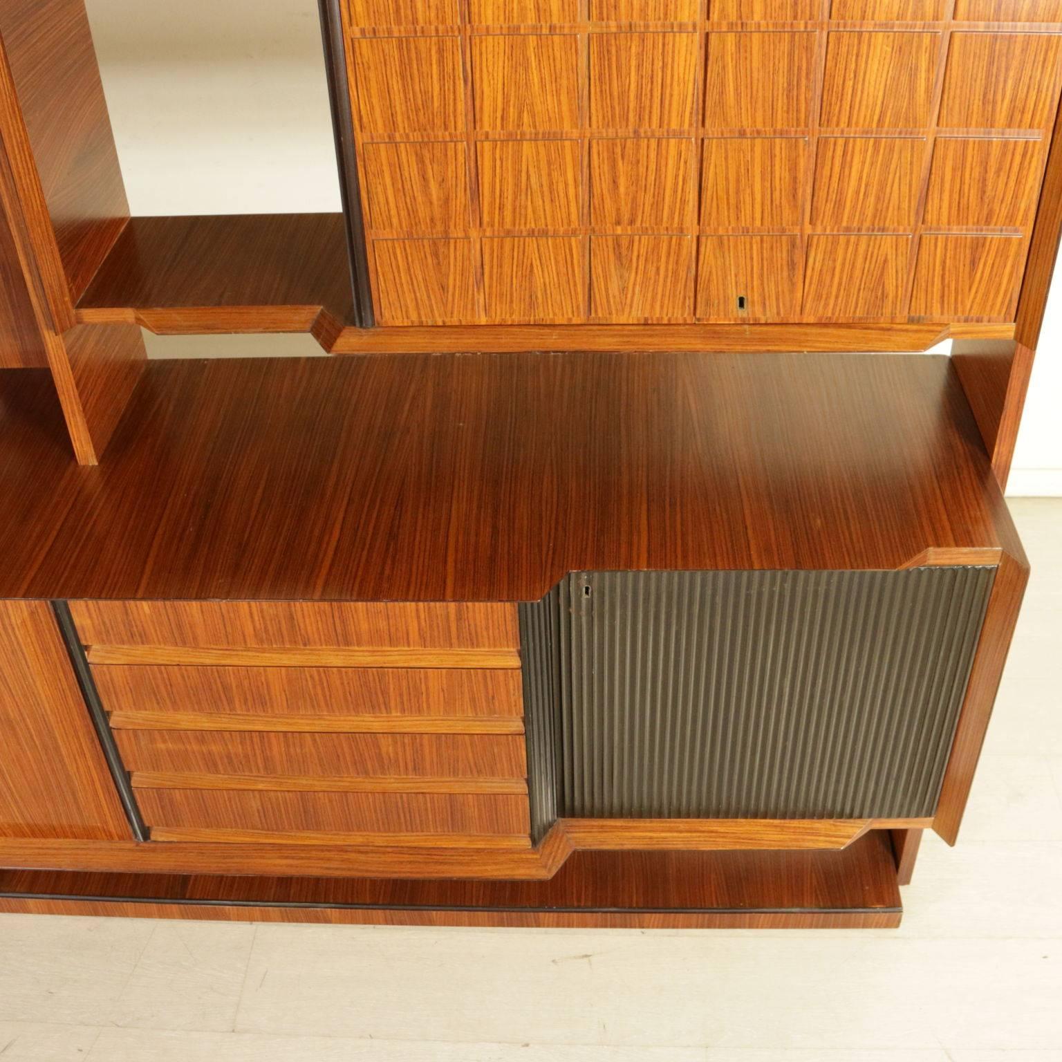 Living Room Cabinet Rosewood Veneer Ebony Stained Panels Vitnage, Italy, 1960s 3