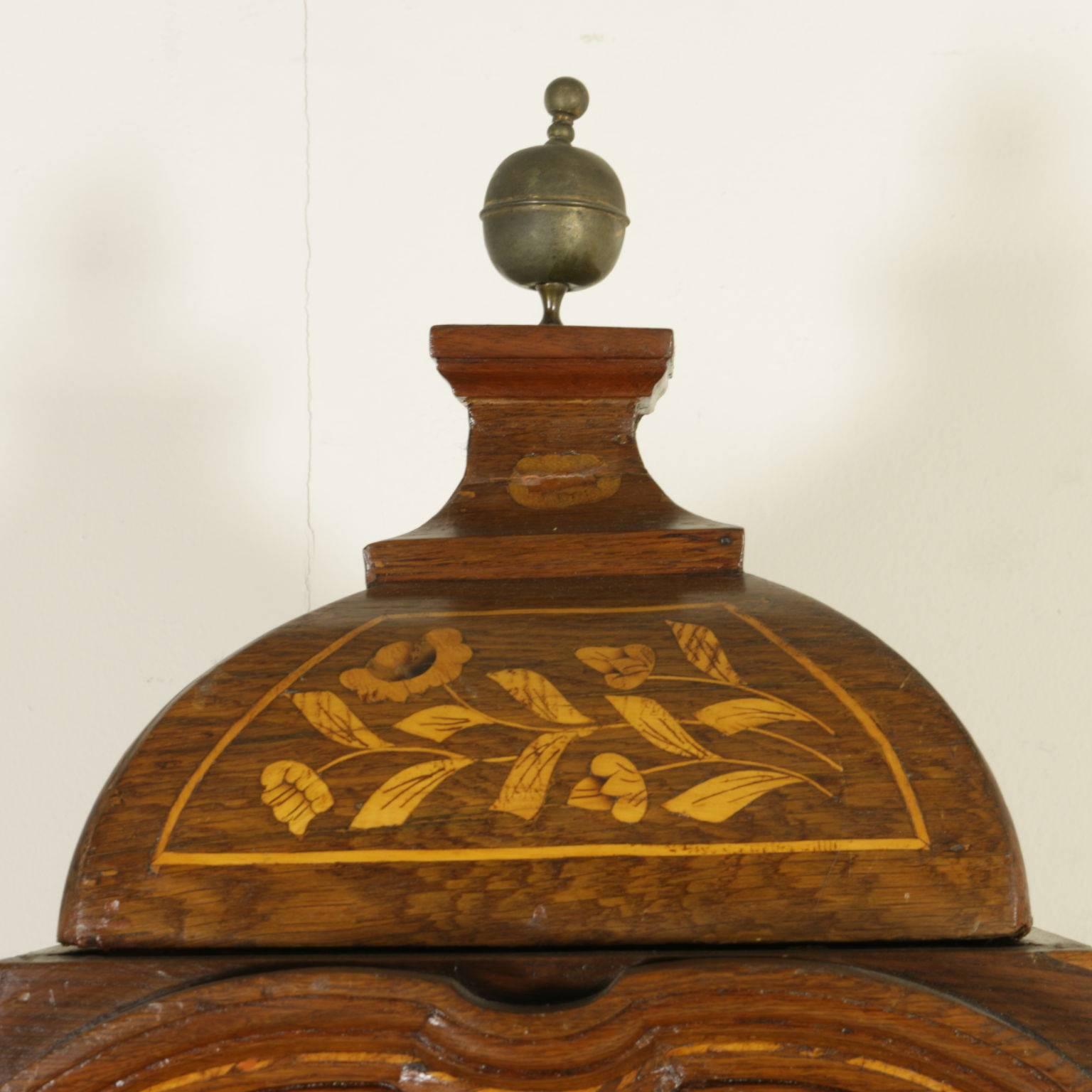 Elegant Finely Inlaid Pendulum Clock Bronze Glass Holland, Late 18th Century 2