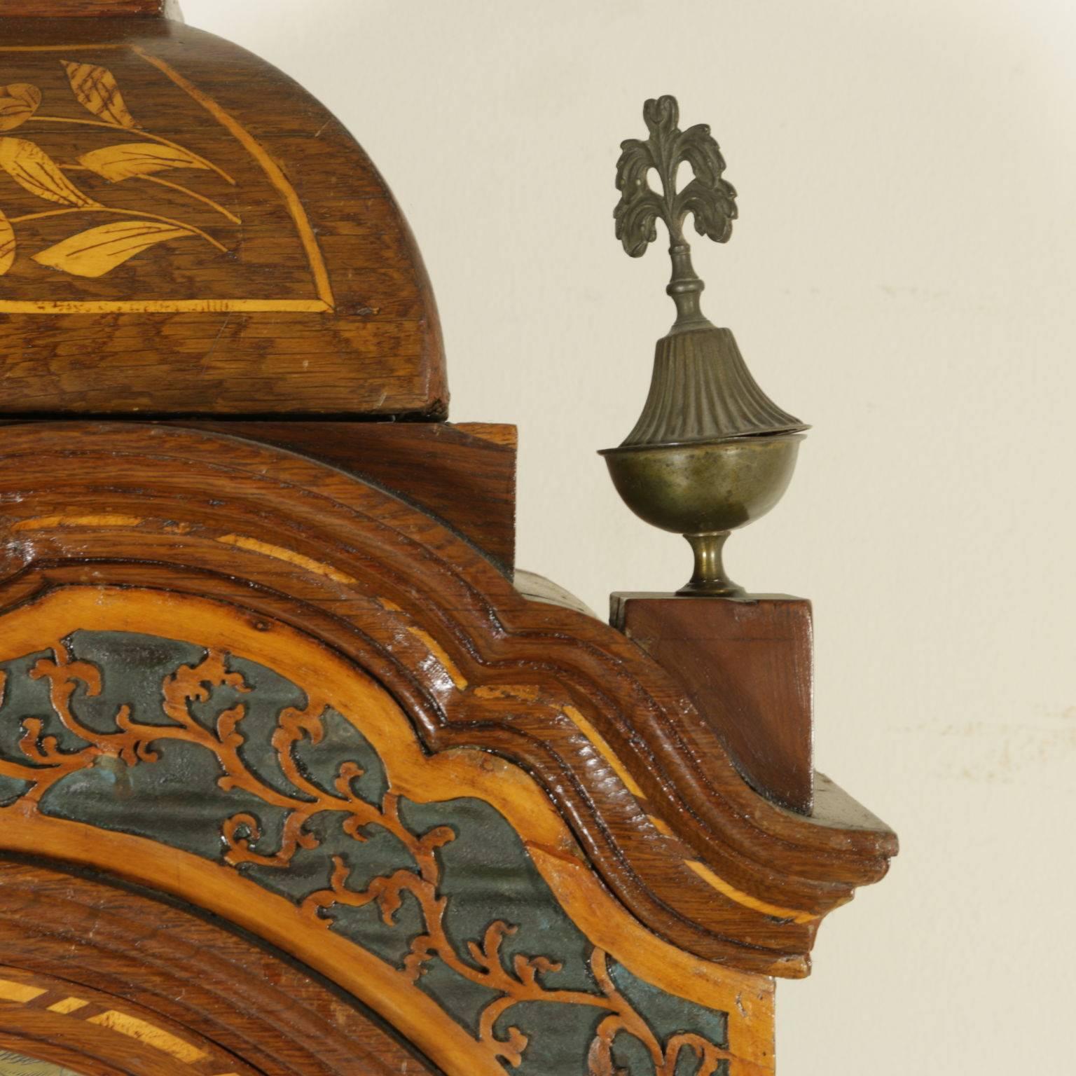 Elegant Finely Inlaid Pendulum Clock Bronze Glass Holland, Late 18th Century 3