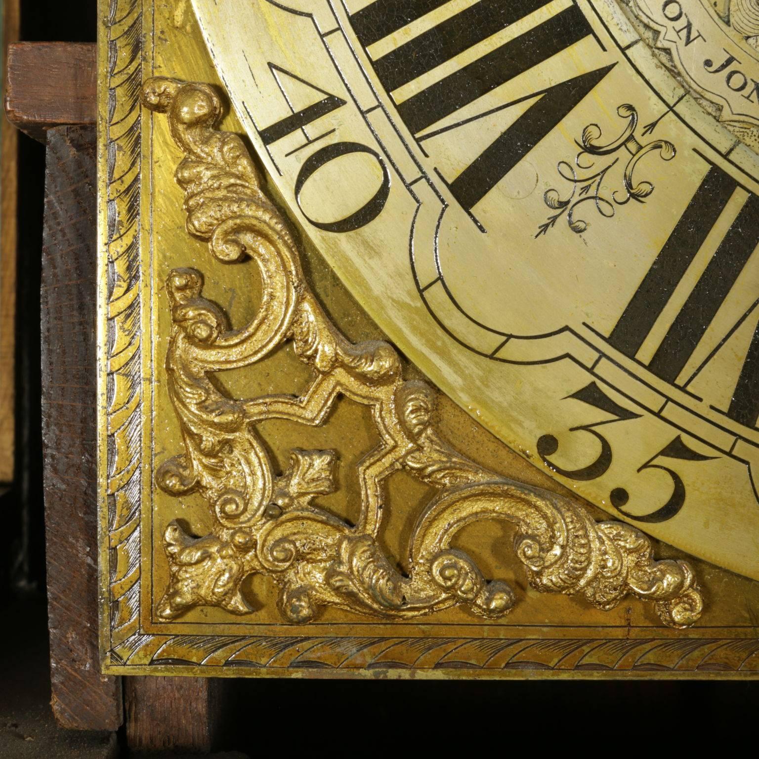 Elegant Finely Inlaid Pendulum Clock Bronze Glass Holland, Late 18th Century 1