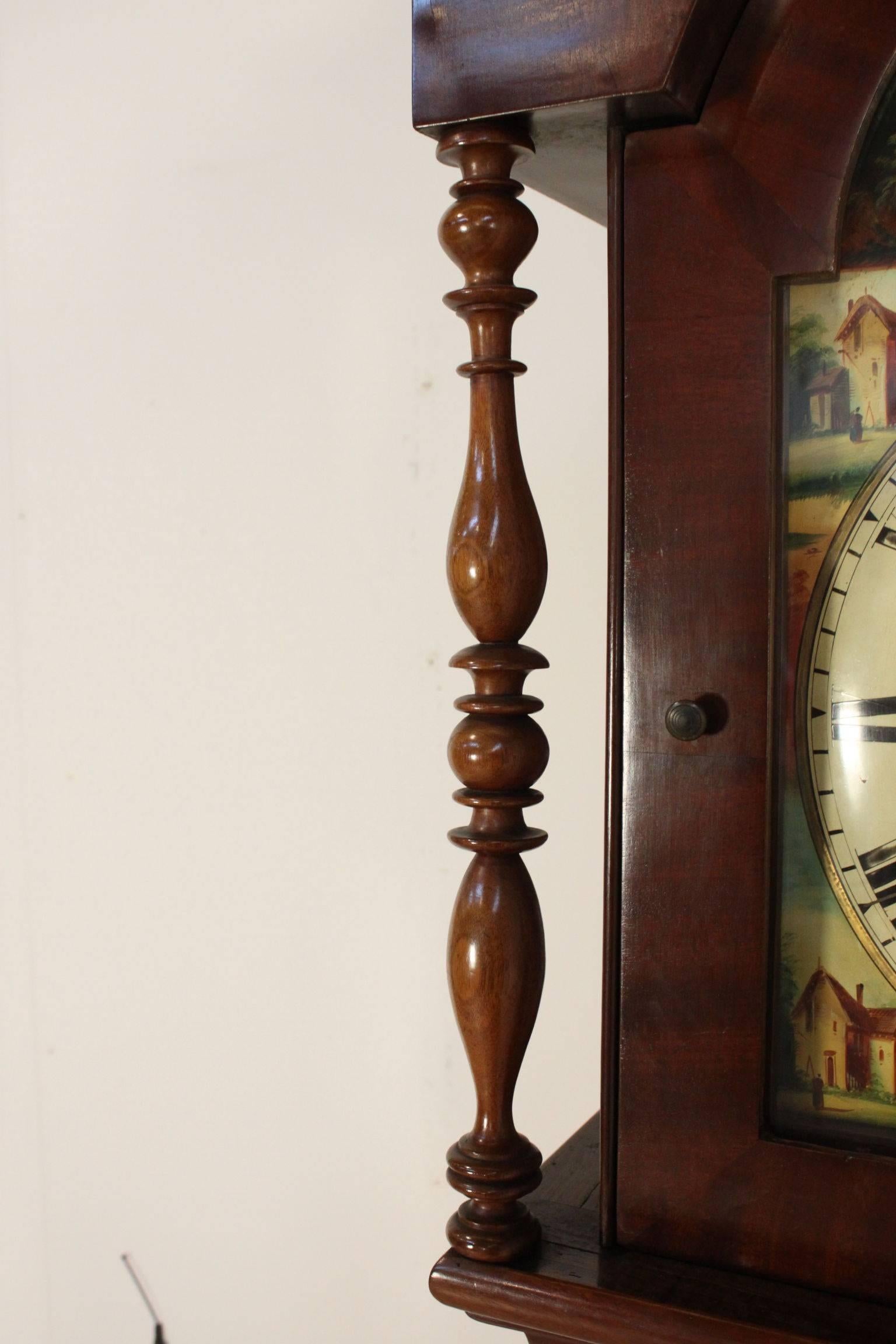 Pendulum Clock Feather Mahogany Glass R. Coultish Stanningley, England 1