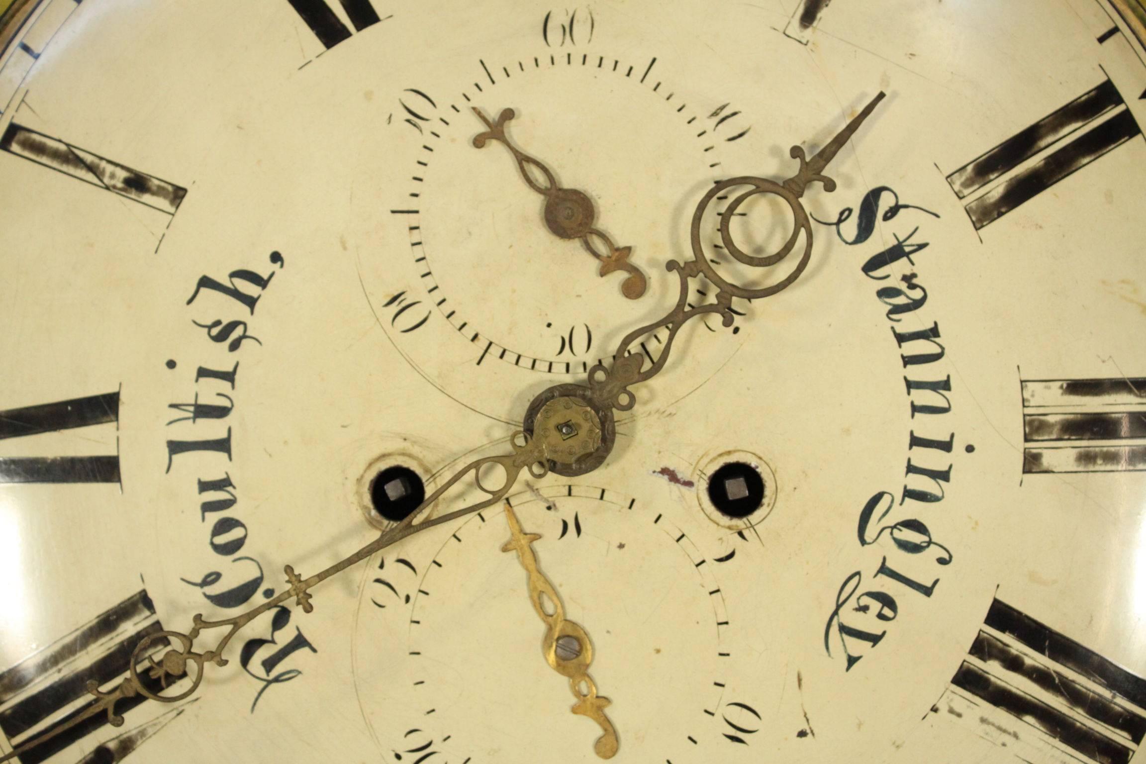 Pendulum Clock Feather Mahogany Glass R. Coultish Stanningley, England In Good Condition In Milano, IT