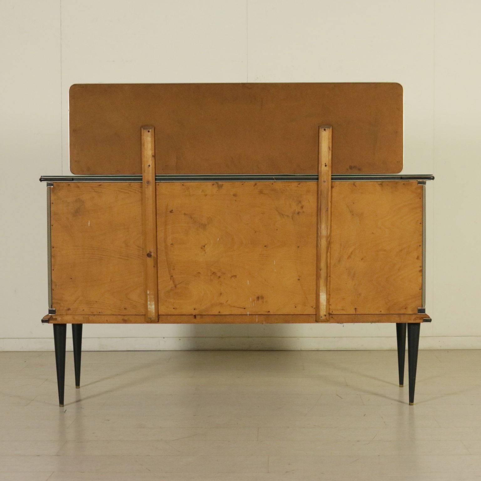 Sideboard by Umberto Mascagni Wood Skai Glass Brass Vintage, Italy, 1950s 4