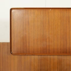 Matrimonial Bed by Silvio Cavatorta Teak Veneer Brass Glass Italy, 1950s-1960s