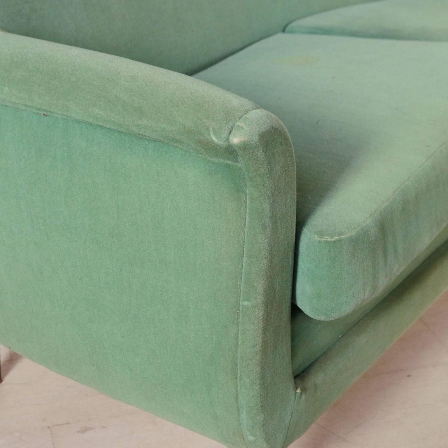 Sofa vintage, spring padding, velvet upholstery. Manufactured in Italy, 1950s-1960s.