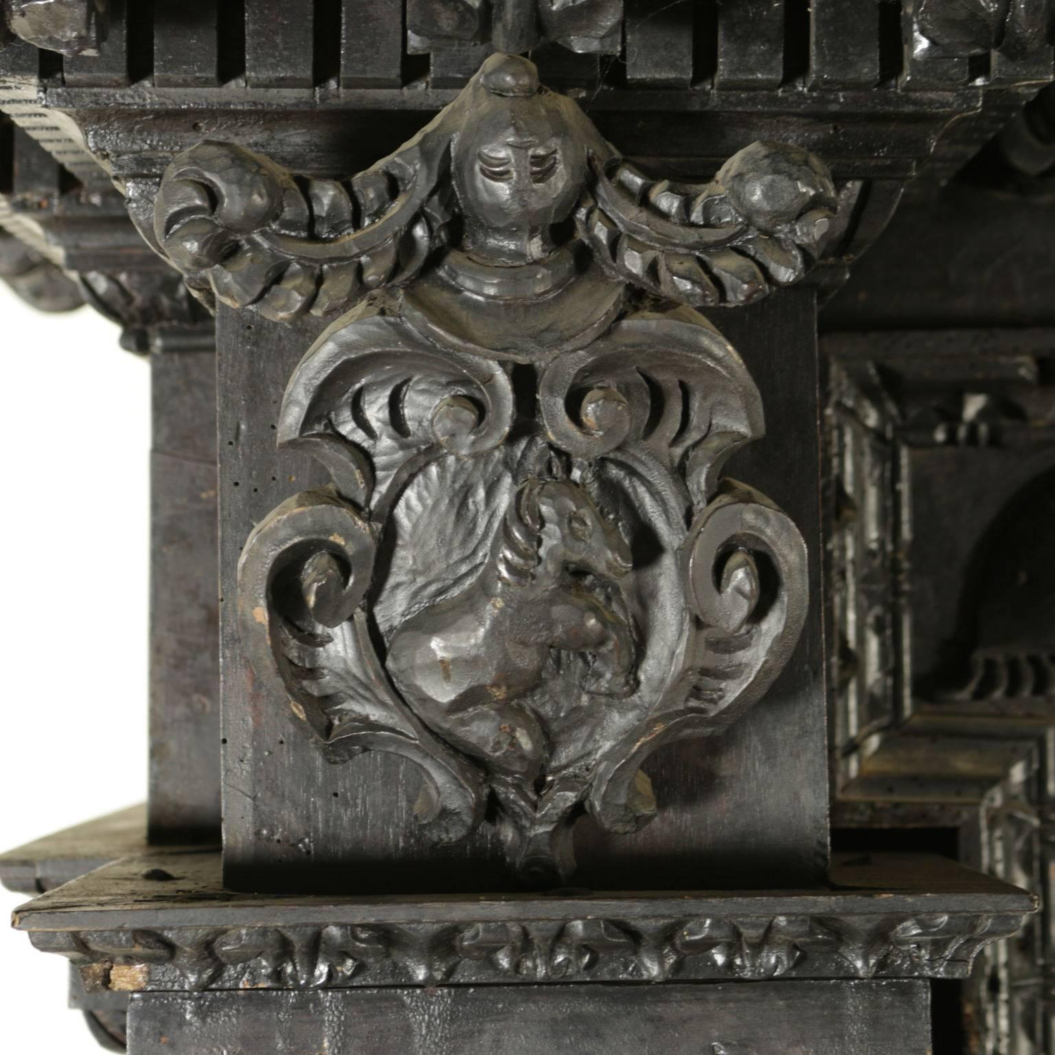 Large Renaissance Revival Walnut Veneered Bookcase, Italy, 19th Century 2