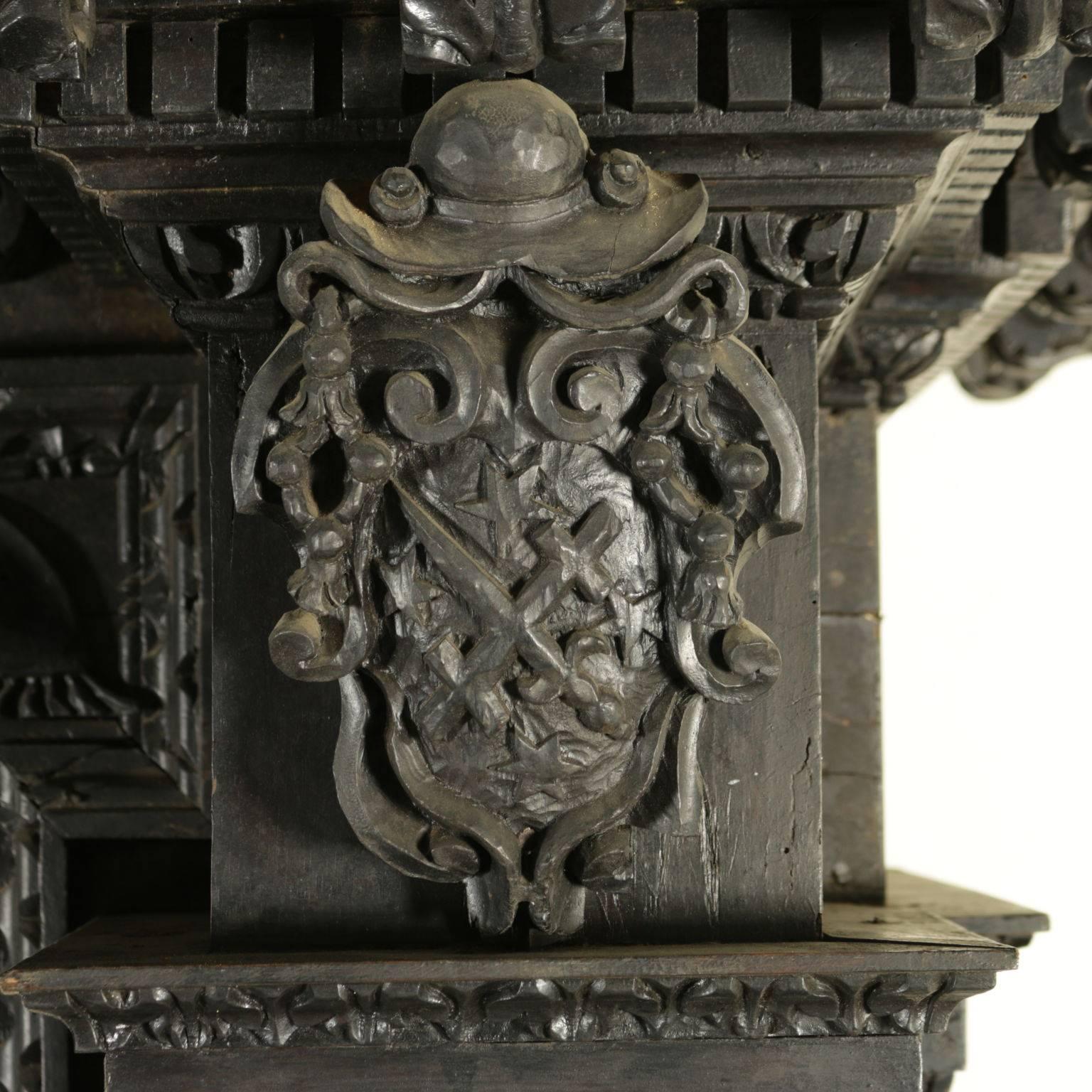 Large Renaissance Revival Walnut Veneered Bookcase, Italy, 19th Century 3