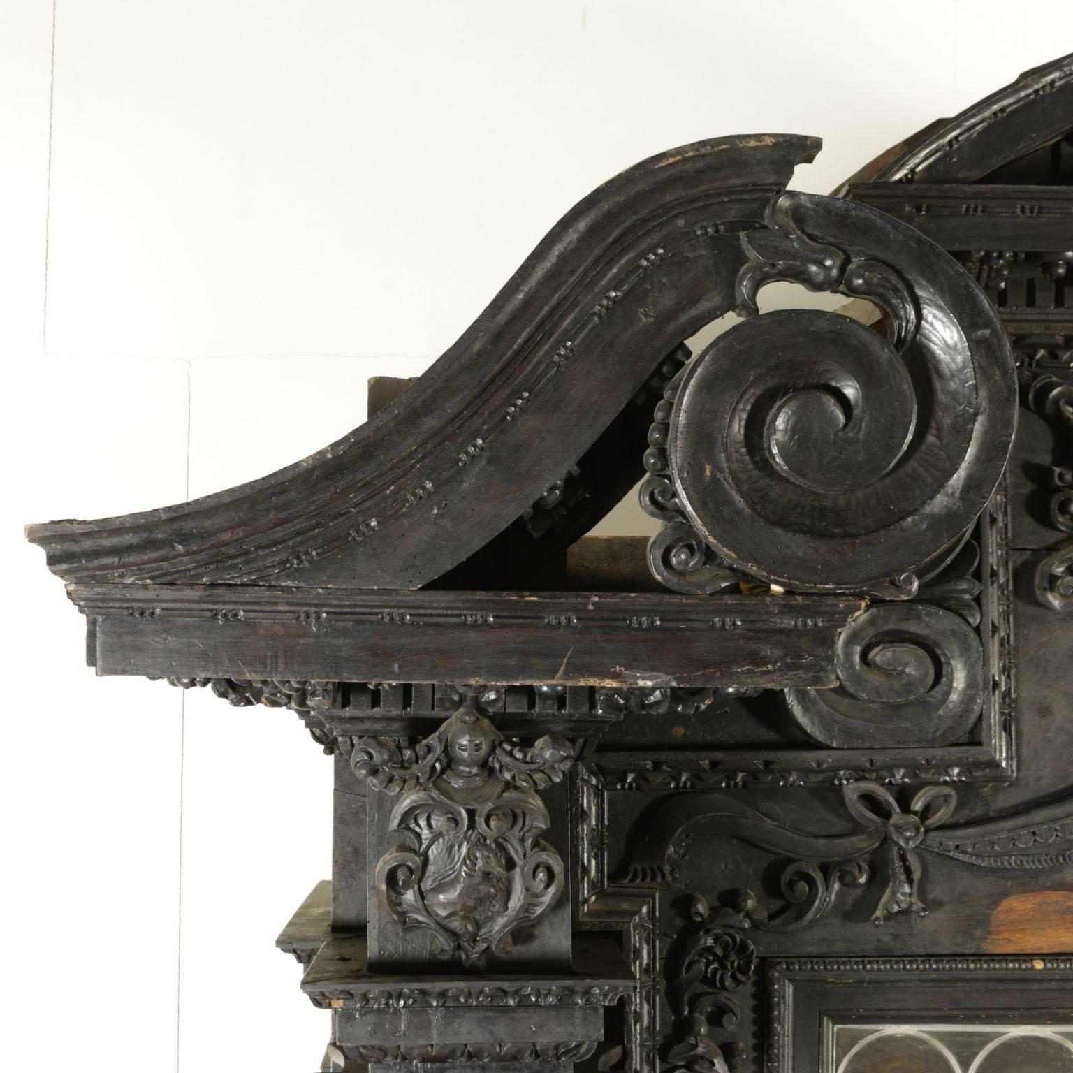 Large Renaissance Revival Walnut Veneered Bookcase, Italy, 19th Century 1