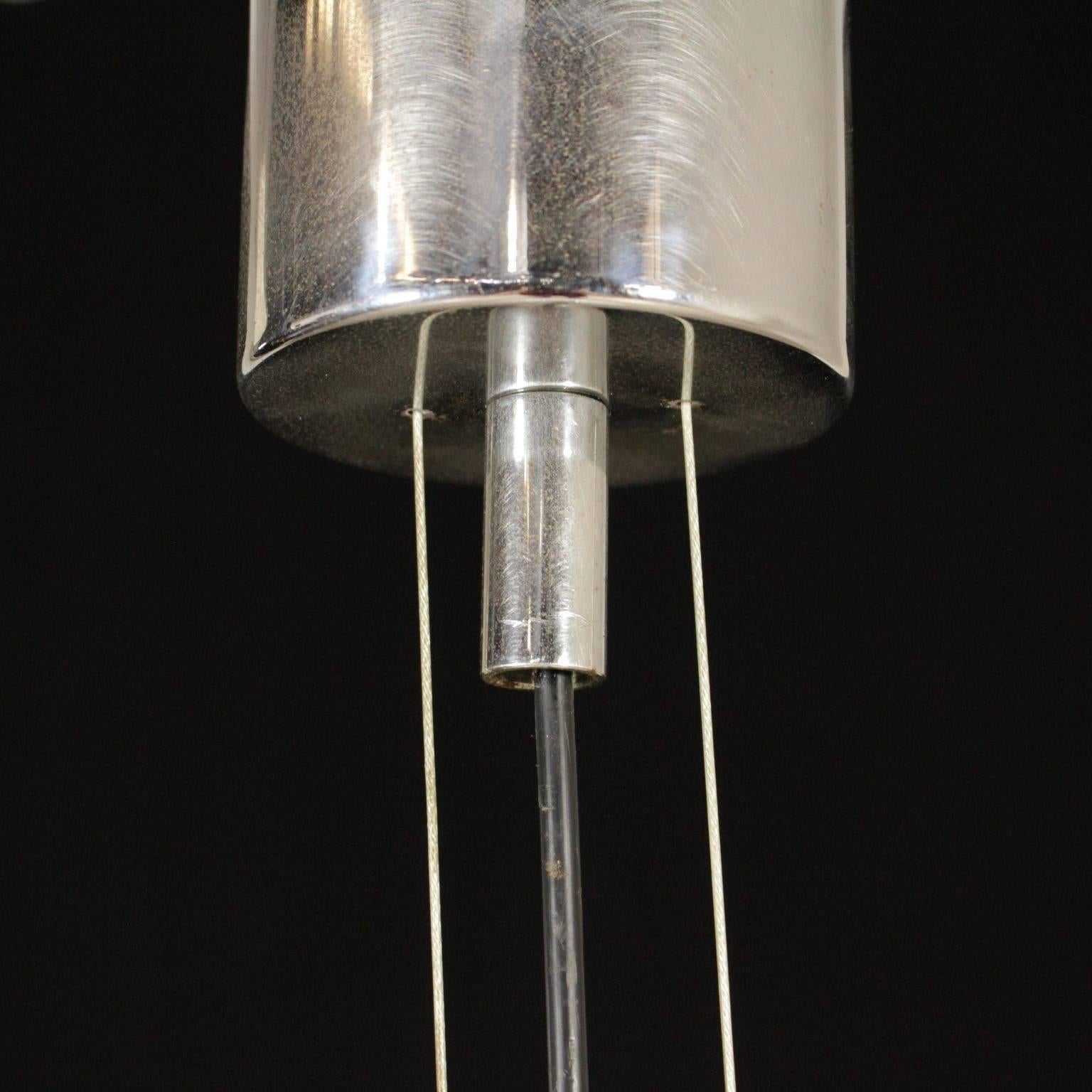 Ceiling Lamp by Albini Chromed Metal Opal Glass Vintage, Italy, 1980s In Good Condition In Milano, IT