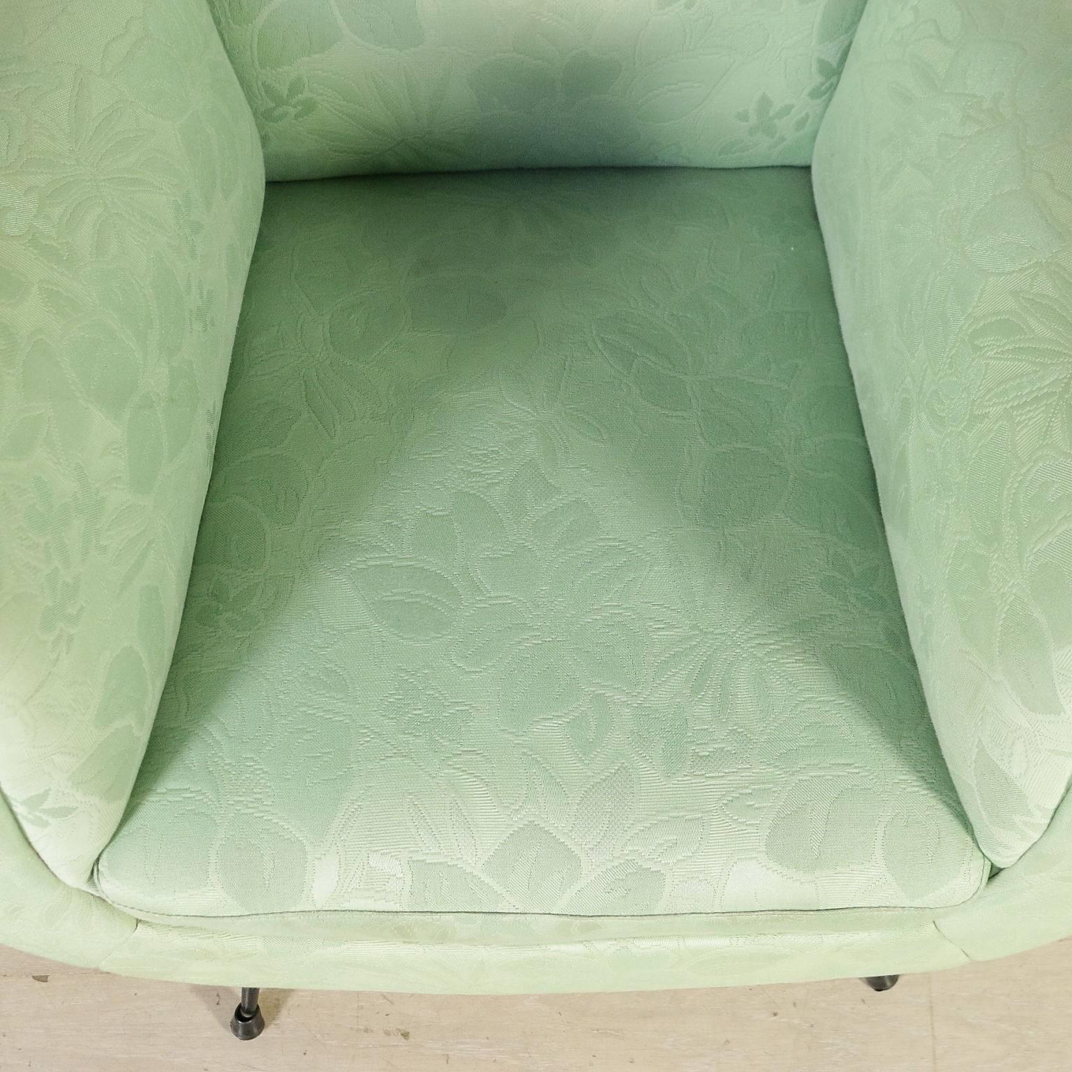 Italian Pair of Armchairs Foam Spring Fabric Vintage, Italy, 1950s-1960s