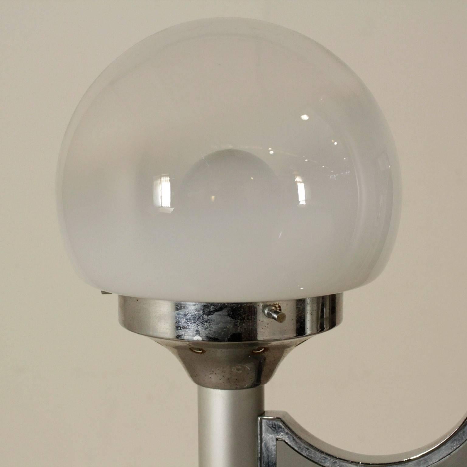 Italian Floor Lamp Aluminium Metal Glass Vintage Manufactured in Italy, 1960s-1970s