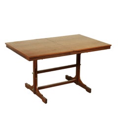 Extensible Table Solid Wood Teak Veneered Vintage Manufactured in Italy, 1960s