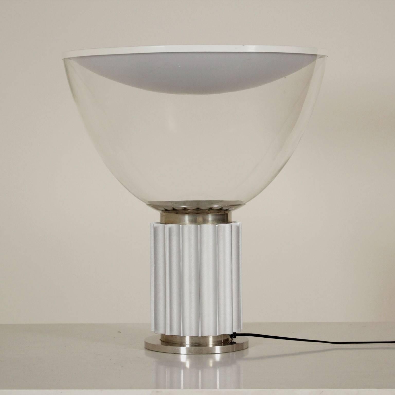 Italian 'Taccia' Table Lamp by Castiglioni Brothers for Flos Metal Aluminium Glass 1960s