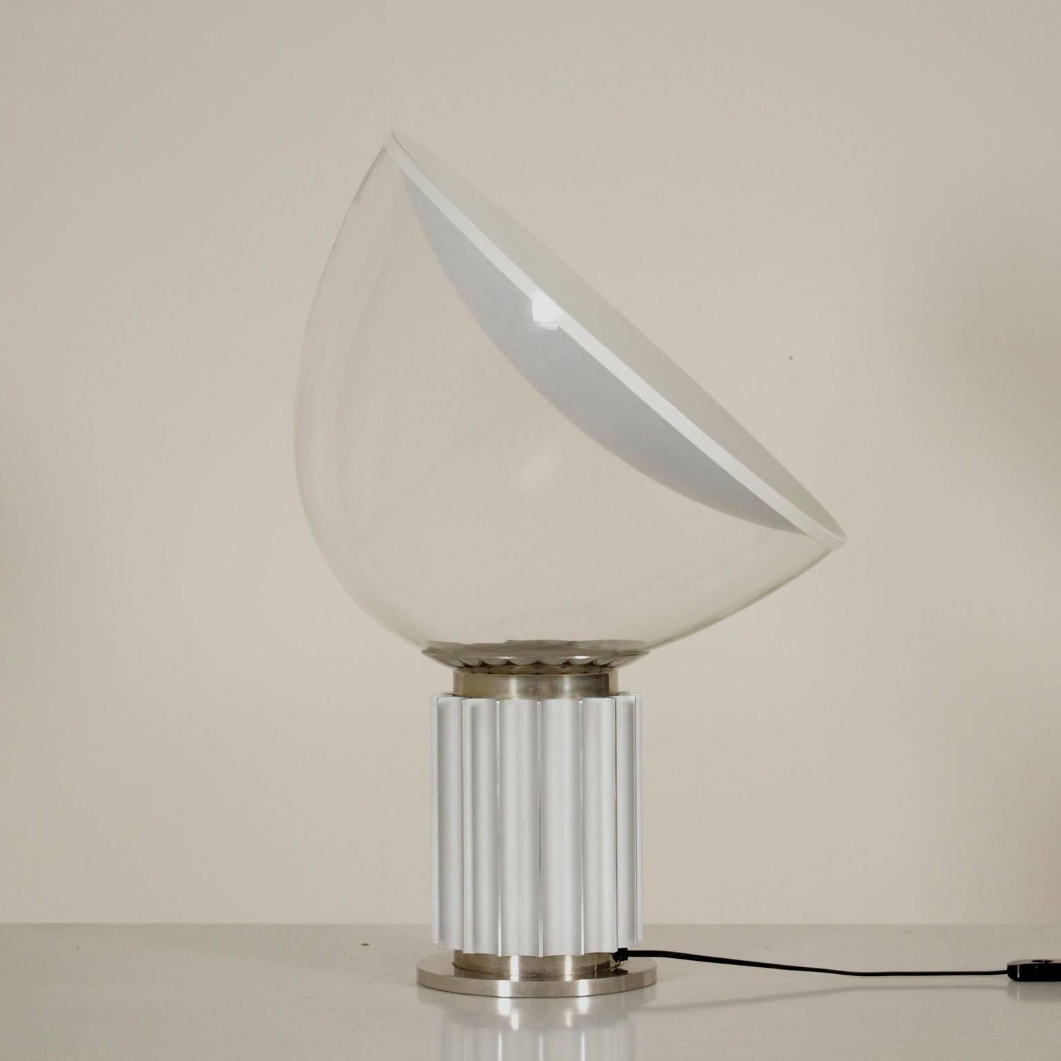 Mid-20th Century 'Taccia' Table Lamp by Castiglioni Brothers for Flos Metal Aluminium Glass 1960s
