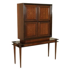 Cabinet with Bar Compartment Opal Glass Rosewood Veneer Poplar Vintage, Italy