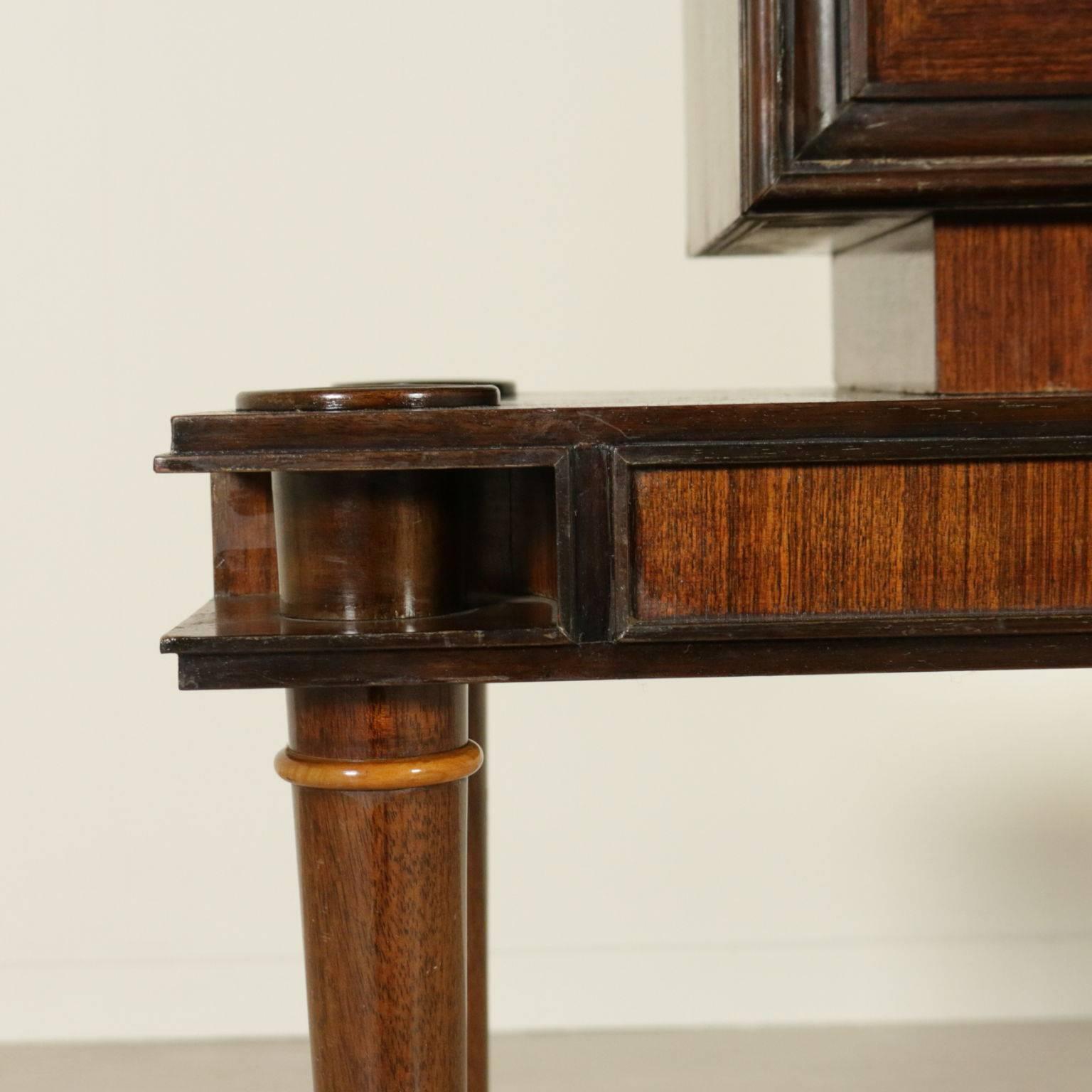 Cabinet with Bar Compartment Opal Glass Rosewood Veneer Poplar Vintage, Italy 1