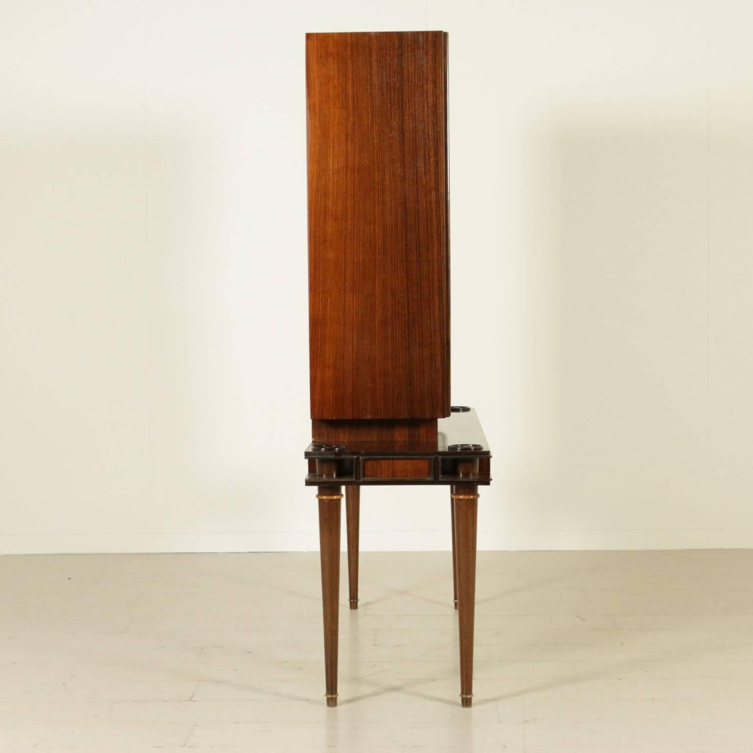 Cabinet with Bar Compartment Opal Glass Rosewood Veneer Poplar Vintage, Italy 4