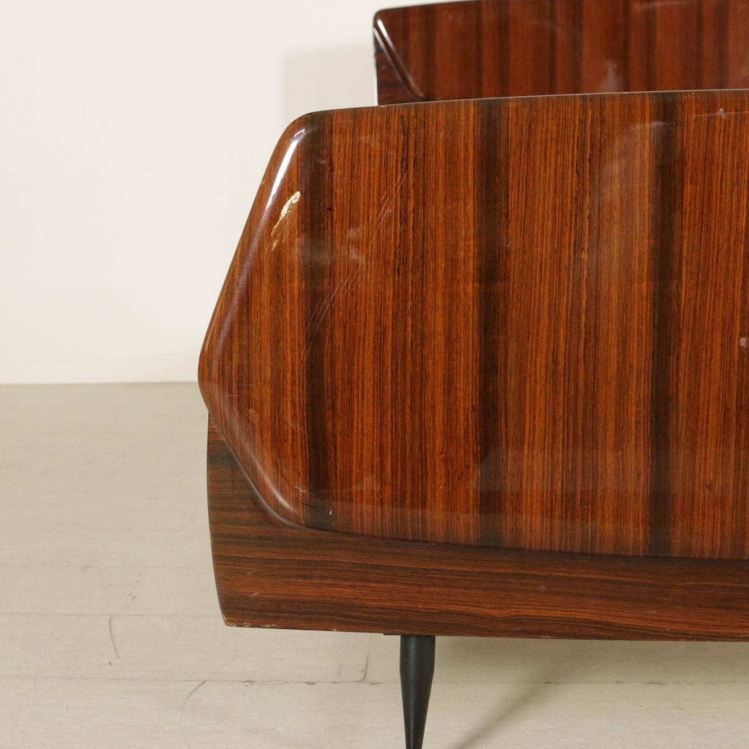 Mid-20th Century Double Bed Rosewood Veneer Vintage Manufactured in Italy, 1950s-1960s
