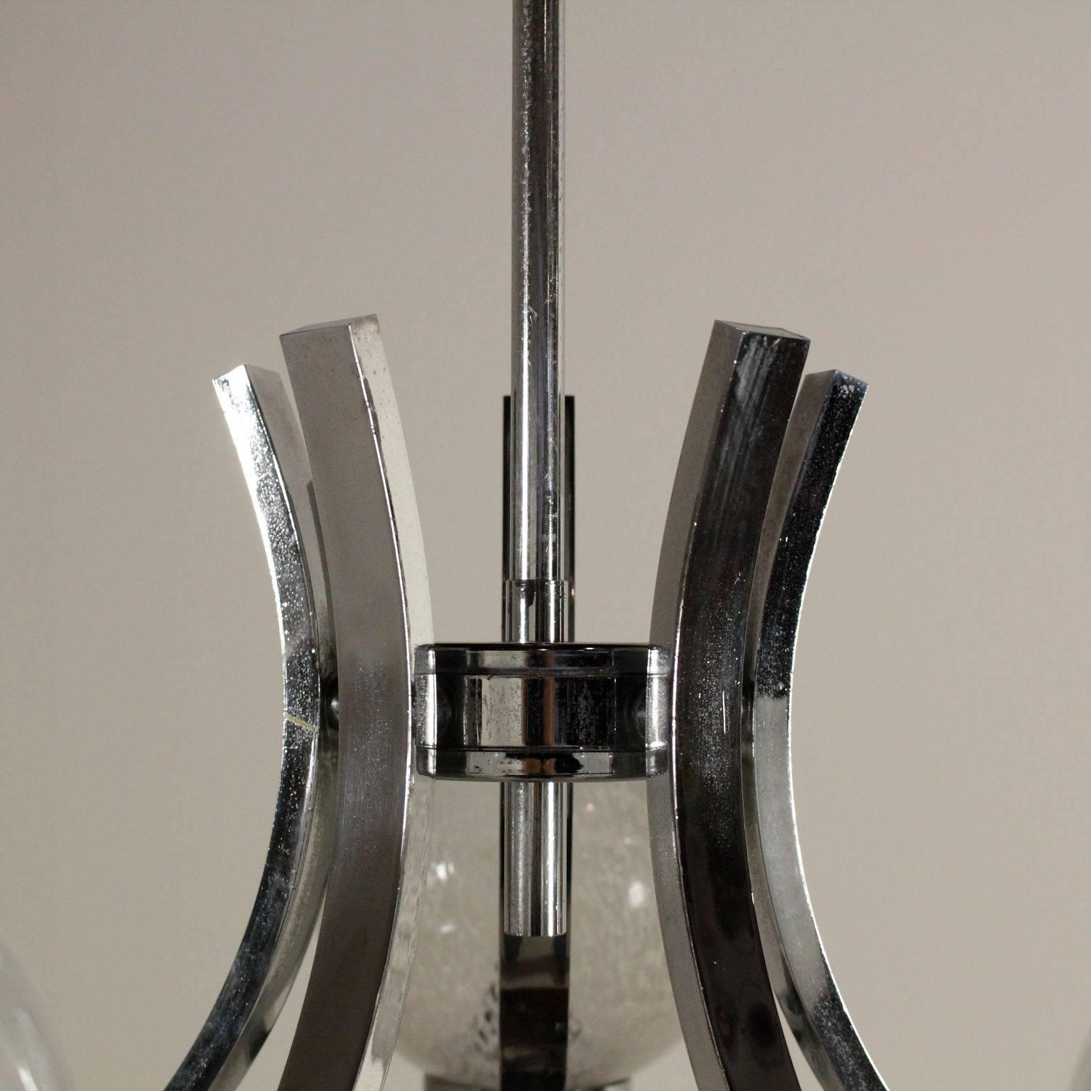 Ceiling Lamp Metal and Glass Vintage, Italy, 1960s-1970s 1