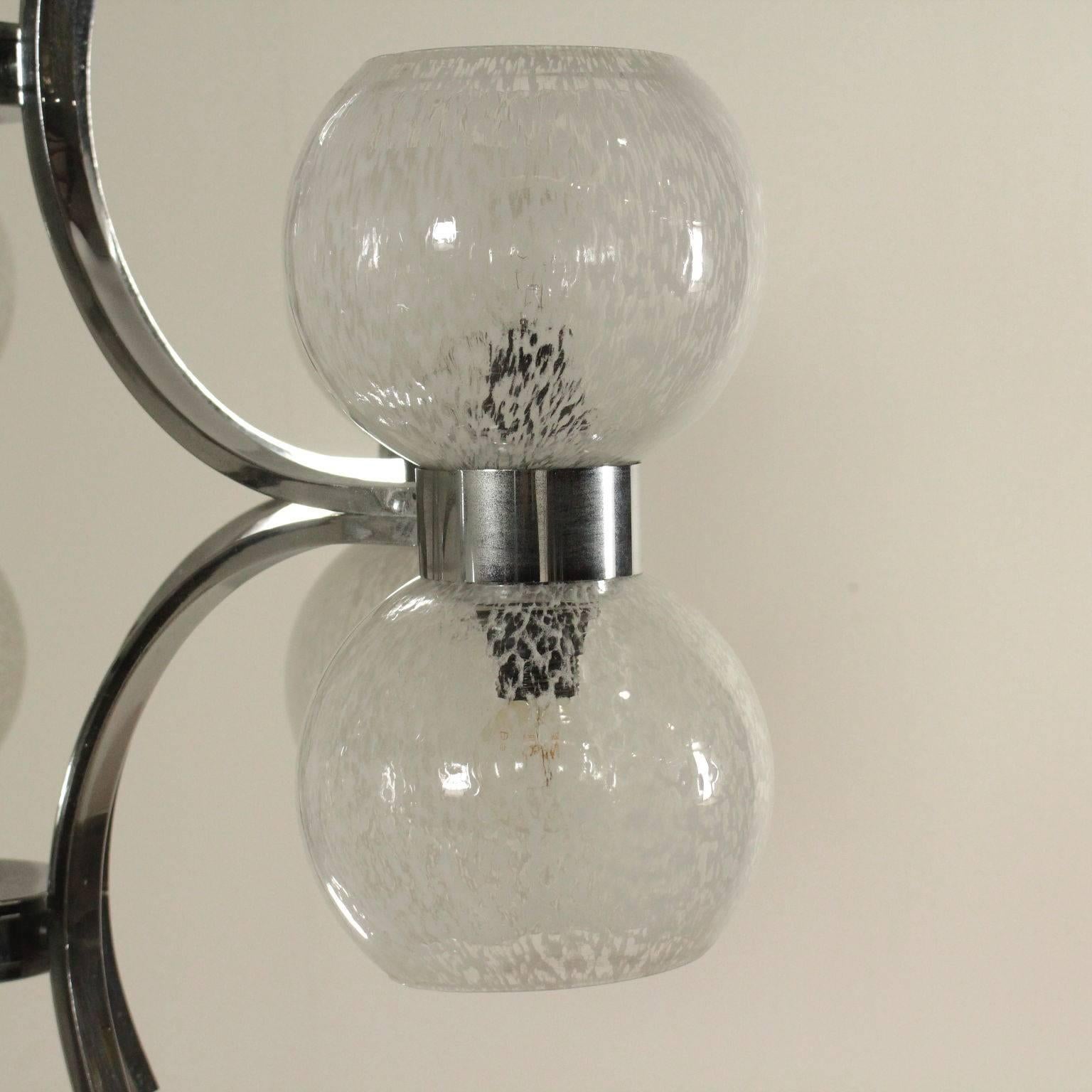 Ceiling Lamp Metal and Glass Vintage, Italy, 1960s-1970s In Good Condition In Milano, IT