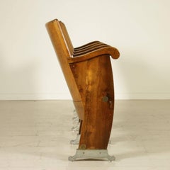 Line of Cinema Chairs with Folding Seat Beech and Poplar Vintage, Italy, 1960s