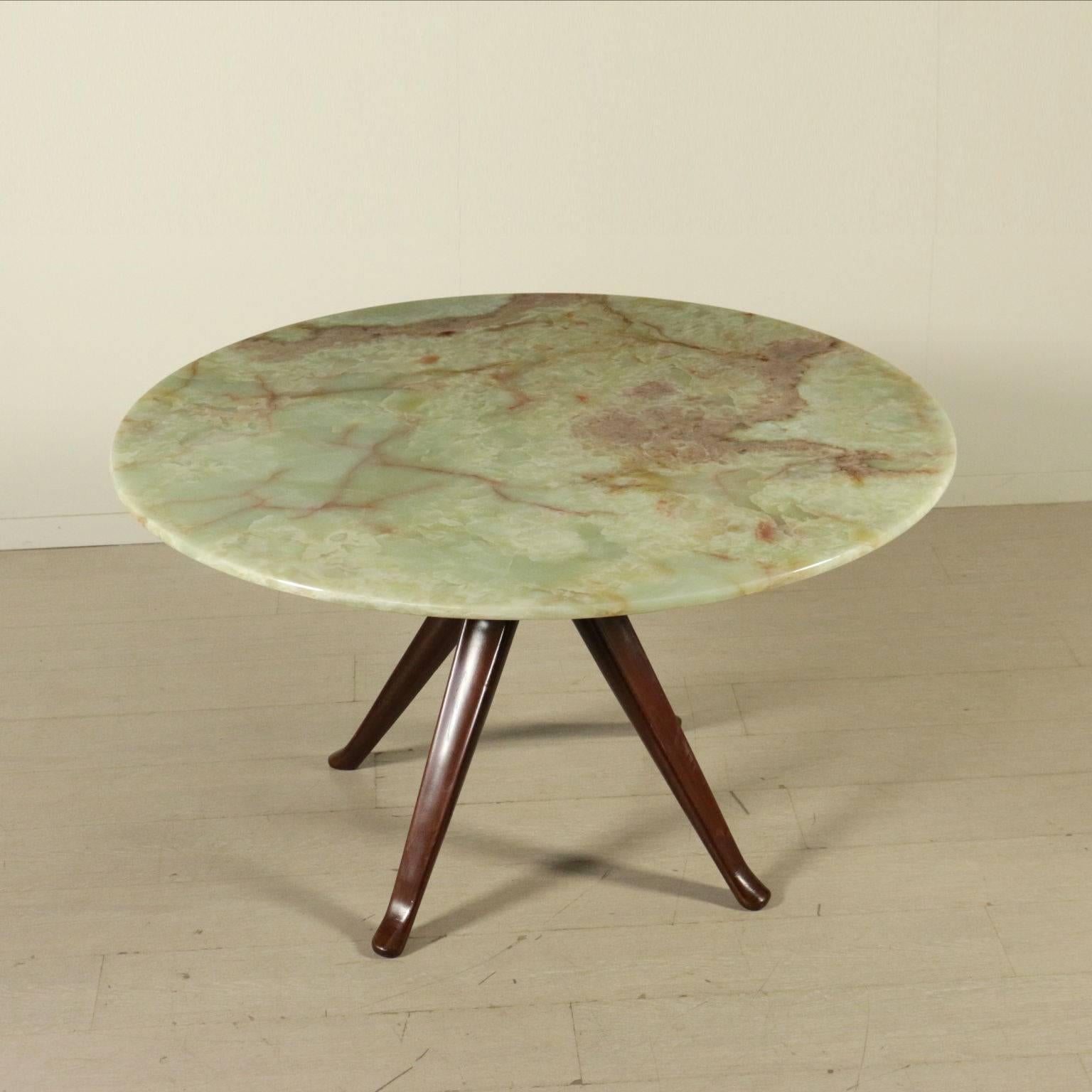 Mid-Century Modern Table by Osvaldo Borsani Mahogany and Onyx Vintage, Italy, 1950s