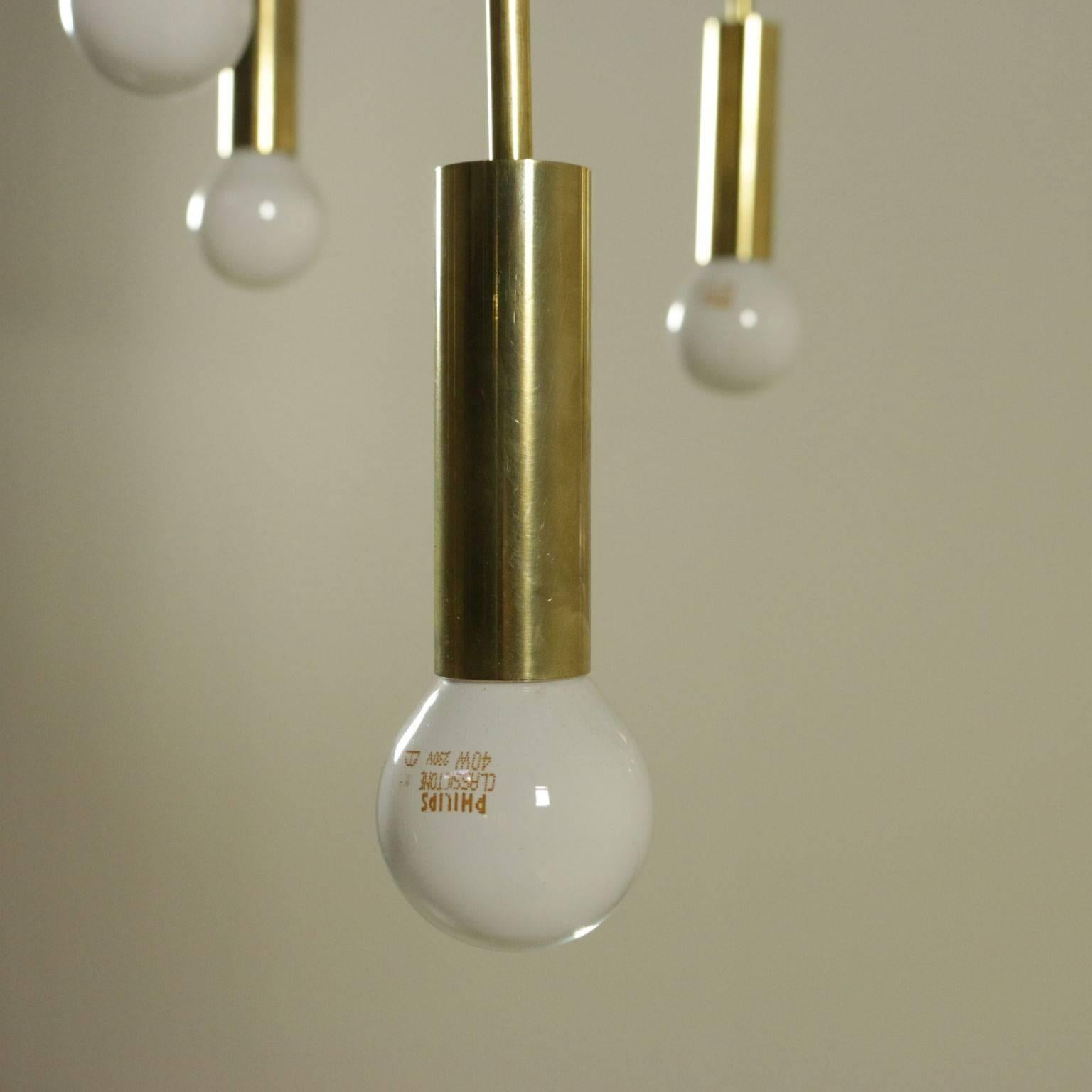 Ceiling Lamp Brass and Laquered Aluminium Vintage, Italy 1950s-1960s 1