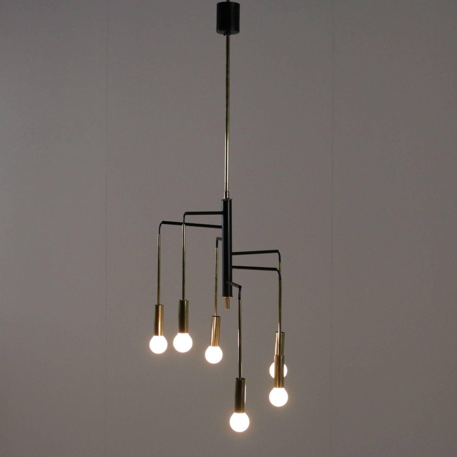 Ceiling Lamp Brass and Laquered Aluminium Vintage, Italy 1950s-1960s 2