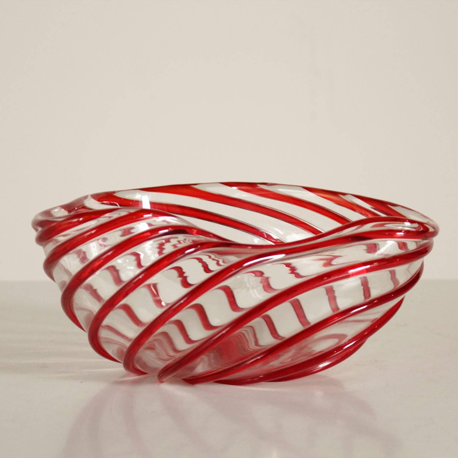 Mid-Century Modern Bicolor Centerpiece by Archimede Seguso Blown Glass Brand Vintage Italy, 1960s
