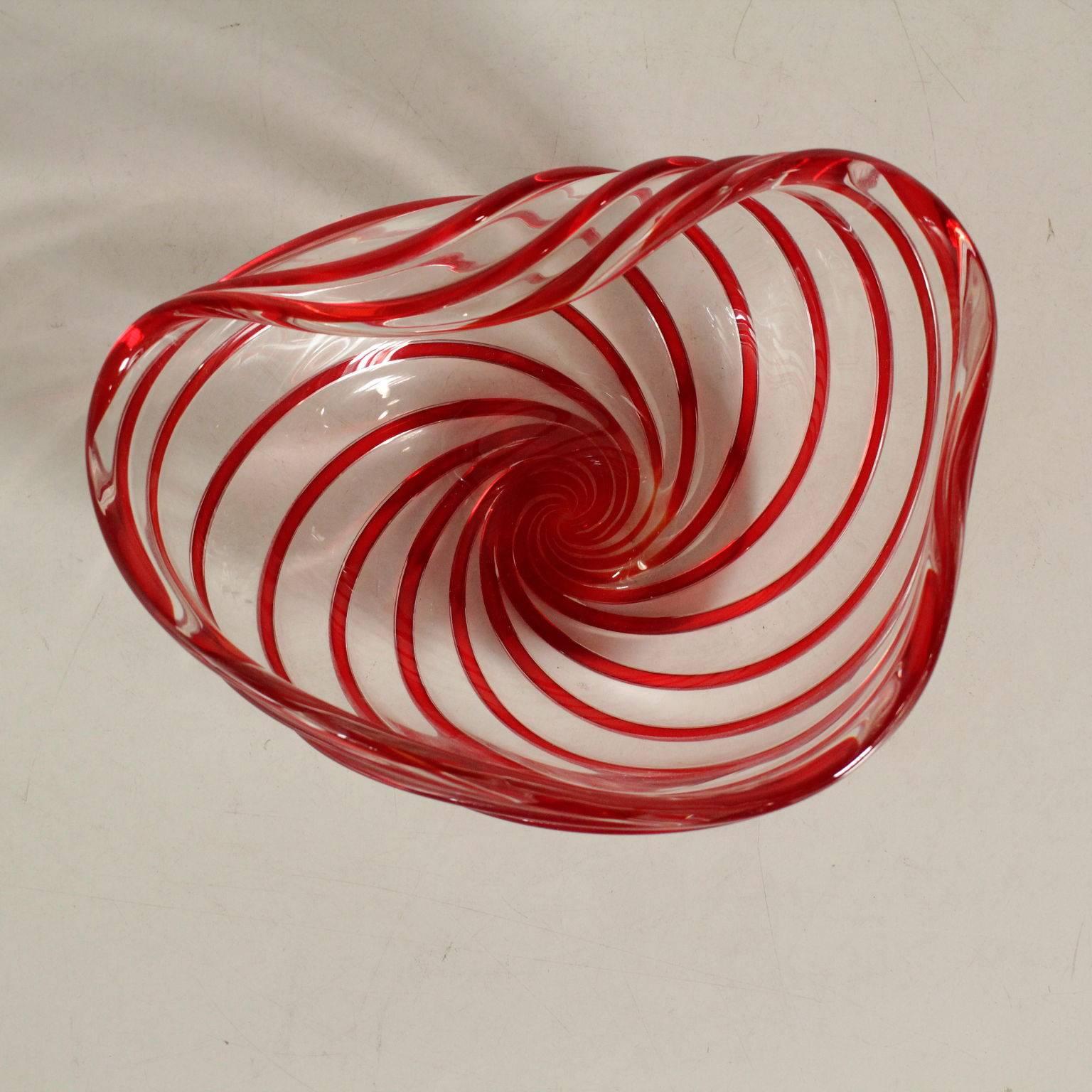 Italian Bicolor Centerpiece by Archimede Seguso Blown Glass Brand Vintage Italy, 1960s