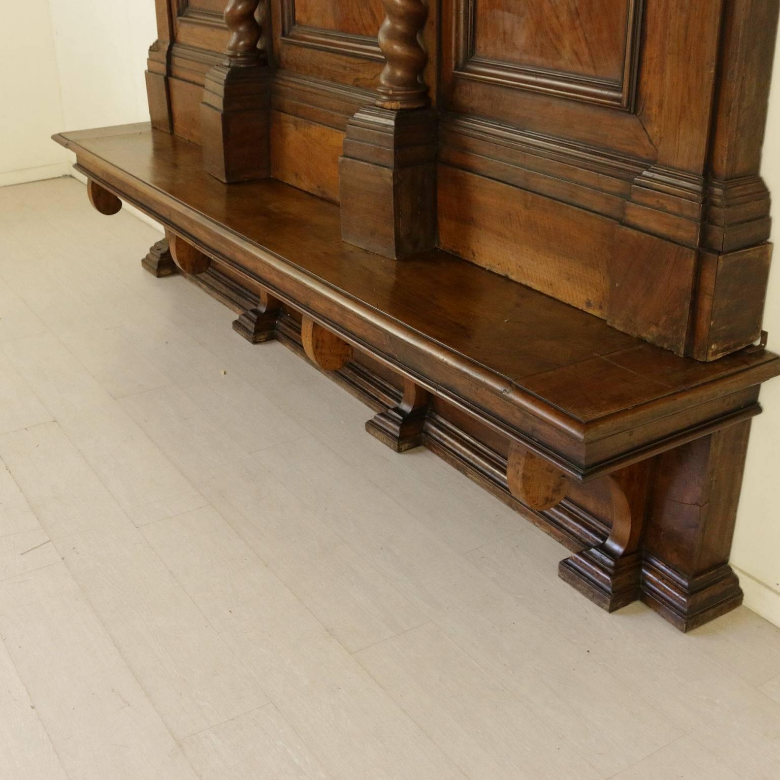 Three-Seat Monk Bench Manufactured in Italy, 18th Century 1