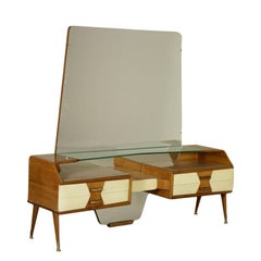 Chest of Drawers with Mirror Mahogany Veneer Vintage, Italy, 1950s-1960s