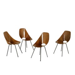 Group of Four Medea Chairs by Vittorio Nobili Bentwood Vintage, Italy, 1960s
