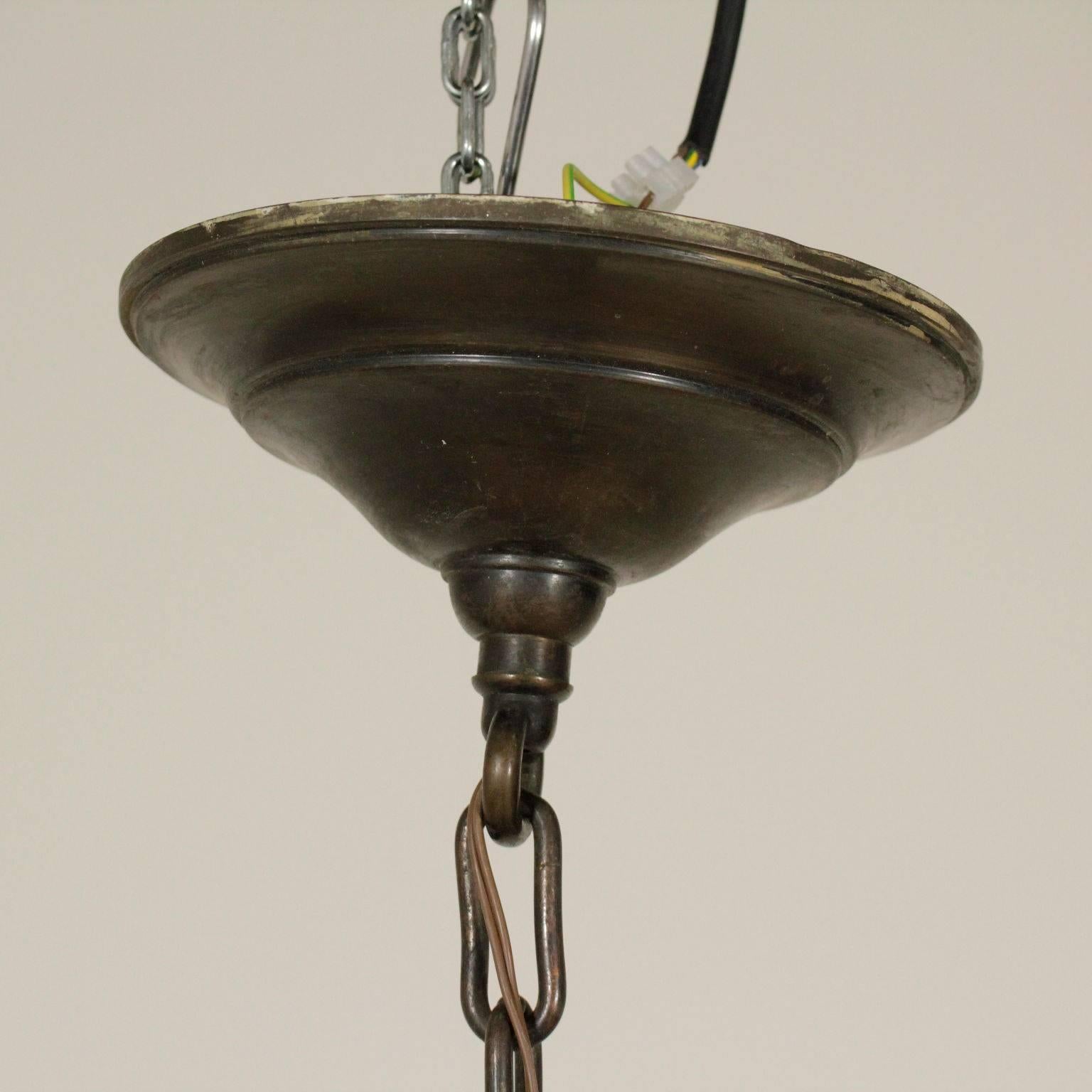 Ceiling Lamp in the Style of Guglielmo Ulrich Brass Vintage, Italy, 1940s-1950s 1