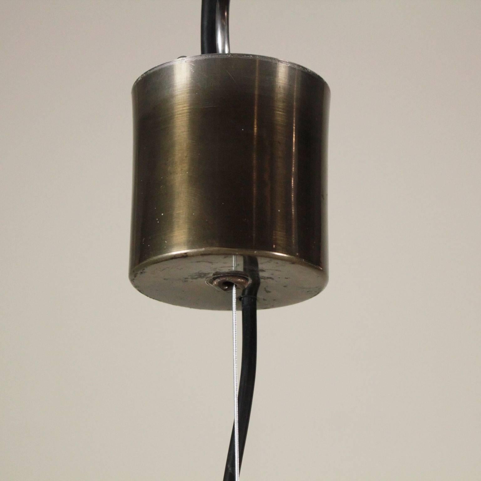 Italian Ceiling Lamp Glass Burnished Brass Vintage Manufactured in Italy, 1960s