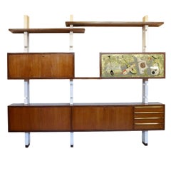 Bookcase Mahogany Veneer Lacquered Wood Vintage, Italy, 1960s