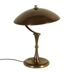 Table Lamp Brass Burnished Aluminium Vintage Manufactured in Italy, 1950s