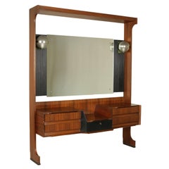 Dressing Table with Mirror and Drawers Rosewood Veneer Vintage, Italy, 1960s