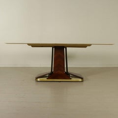 Table by Vittorio Dassi Bent Rosewood Veneered Wood Brass Vintage Italy, 1950s
