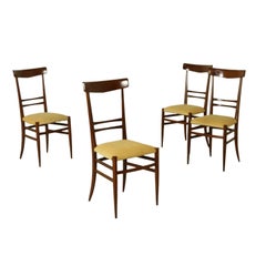 Group of Four Chairs Designed by Gambarelli Beech Foam Vintage Italy, 1950s