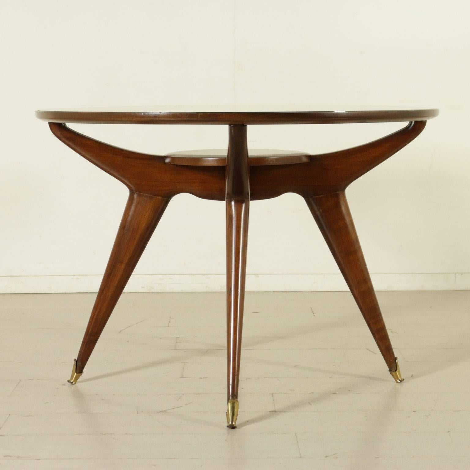 Table designed by Gambarelli Beech Rosewood Glass Vintage, Italy, 1958 3