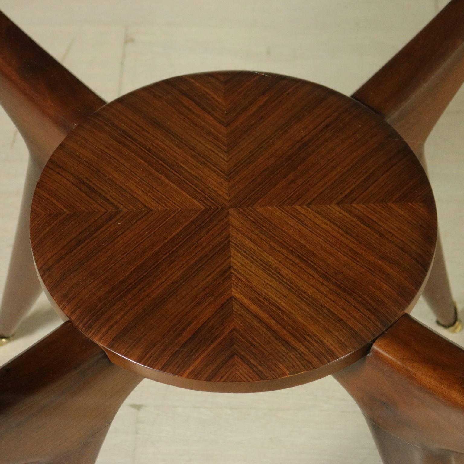 Table designed by Gambarelli Beech Rosewood Glass Vintage, Italy, 1958 1