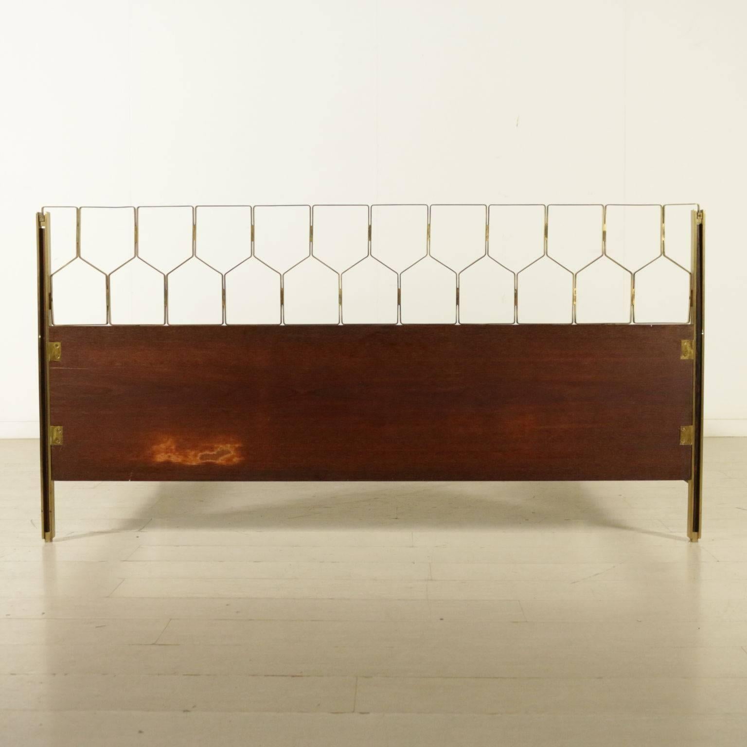 Double Bed Rosewood Veneer Brass Vintage Manufactured in Italy 1960s 3