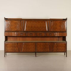 Cupboard Rosewood Veneer Retro Treated Glass Vintage Italy 1950s-1960s