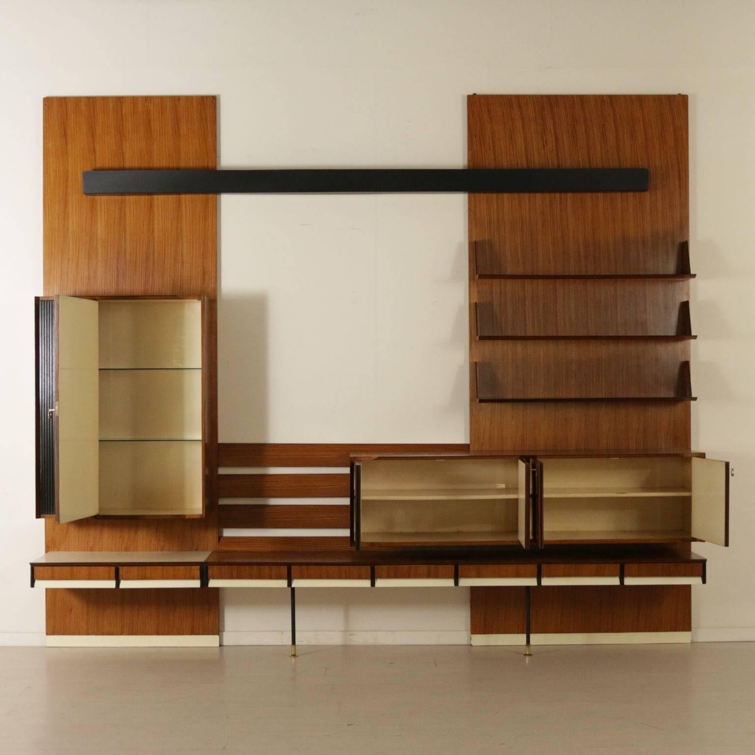 Mid-Century Modern Living Room Cupboard Rosewood Veneer Formica Vintage Manufactured in Italy 1960