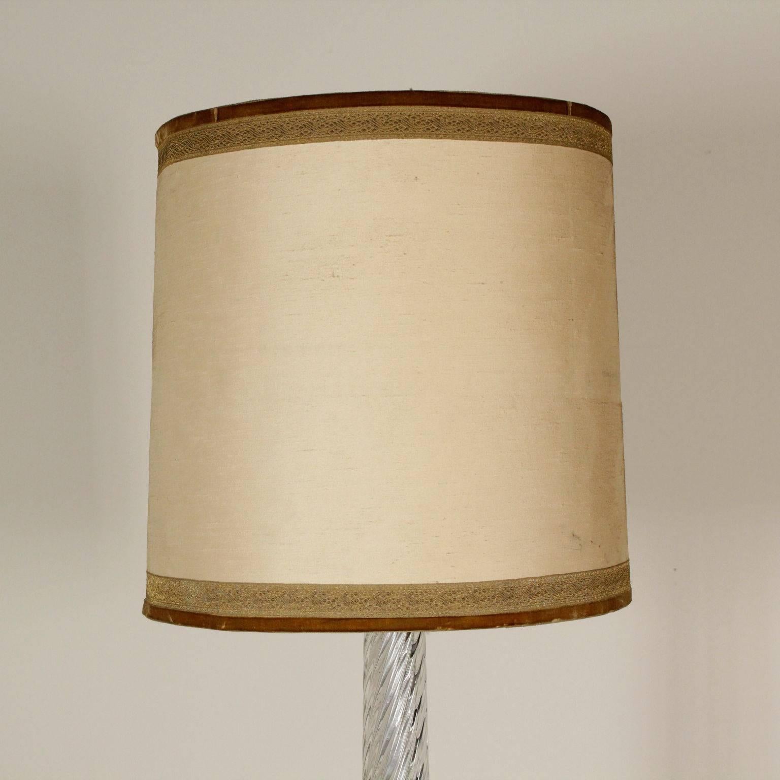 Mid-Century Modern Floor Lamp Blown Glass Brass Vintage Manufactured in Italy 1940s