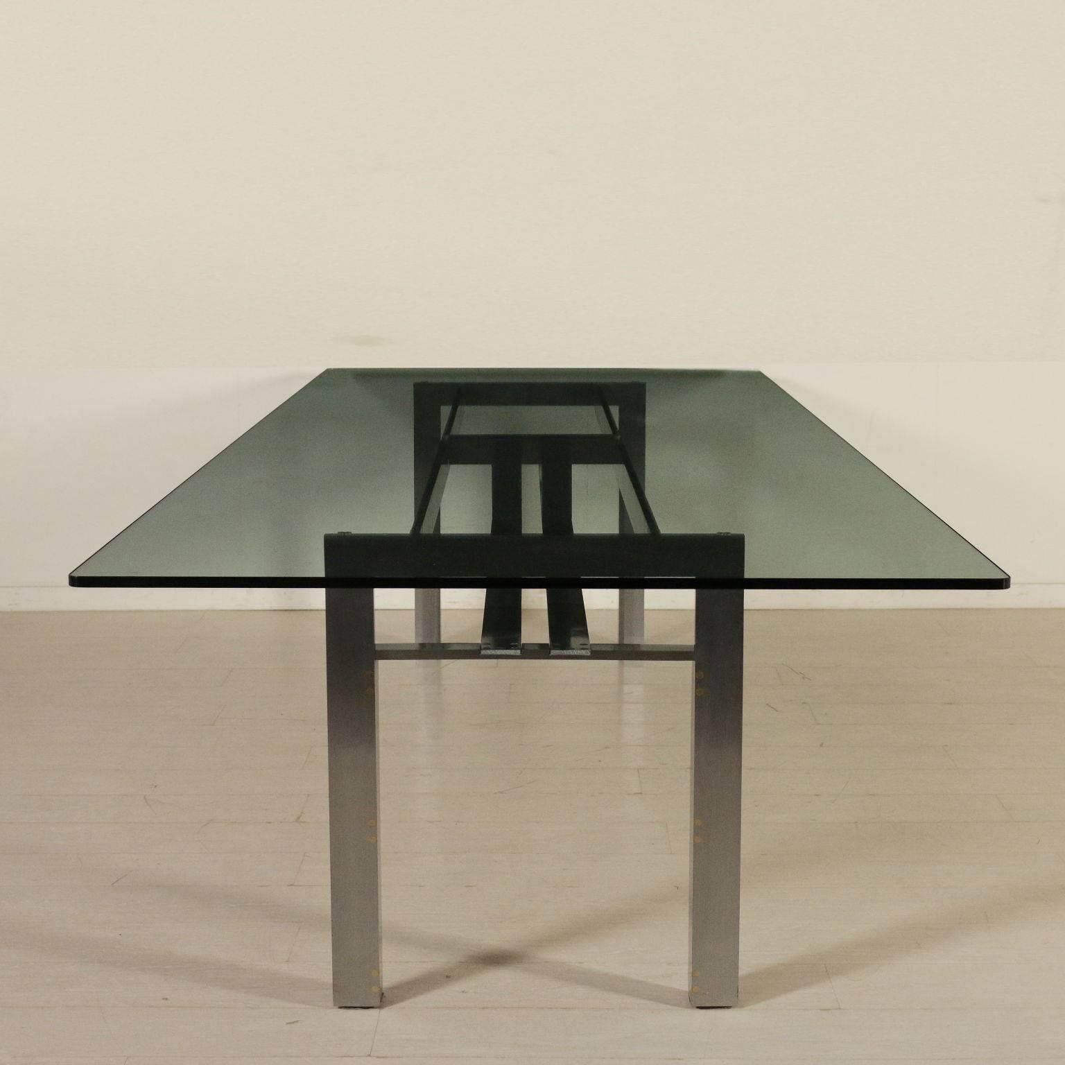 Doge Table by Carlo Scarpa for Simon Steel Brass Glass, Italy, 1970s-1980s 3